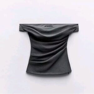 ZARA OFF SHOULDER GRAY TOP